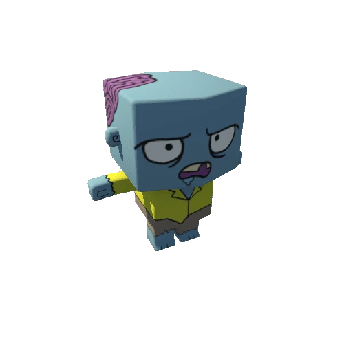 Cute Low Poly Zombie Gray